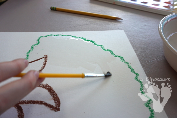 Watercolor Process Art Green Tree - a fun way to do a  watercolors and oil pastels painting of a green tree for Earth Day or Arbor Day - 3Dinosaurs.com