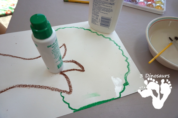 Watercolor Process Art Green Tree - a fun way to do a  watercolors and oil pastels painting of a green tree for Earth Day or Arbor Day - 3Dinosaurs.com