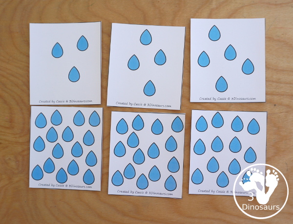Free Hands-On Even and Odd Sorting Raindrops - Counting and sorting raind drops by even and odd with a recording sheet - 3Dinosaurs.com