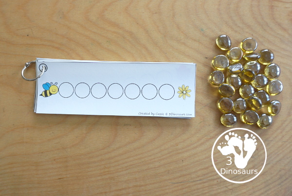 Free Bee Dot Marker Prewriting Printable - with 12 dot marker prewriting strips to use with kids in different dot marker lines that are great for younger hands to build fine motor skills. - 3Dinosaurs.com