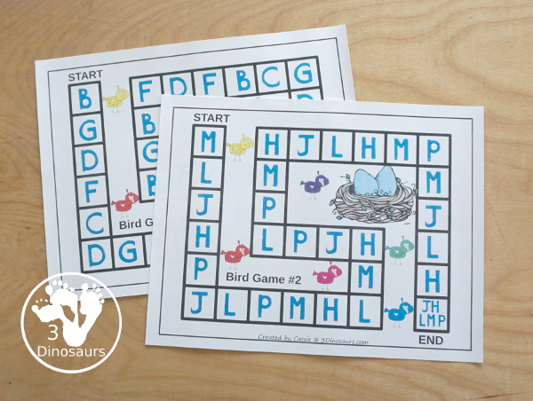 Free Bird Themed CVC Beginning Sound Games - with two beginning sound games with cards and a matching recording sheet for the game - 3Dinosaurs.com