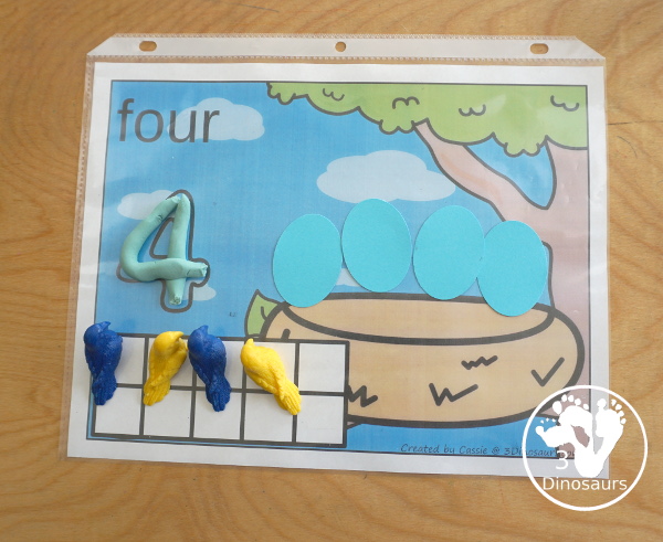 Free Bird Counting Mats - with number mats from 1 to 10 with eggs for counting and birds for the ten frame. You have a playdough numerical number - 3Dinosaurs.com