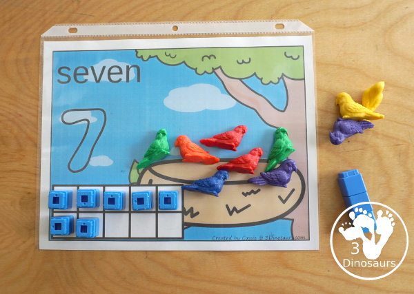 Free Bird Counting Mats - with number mats from 1 to 10 with eggs for counting and birds for the ten frame. You have a playdough numerical number - 3Dinosaurs.com