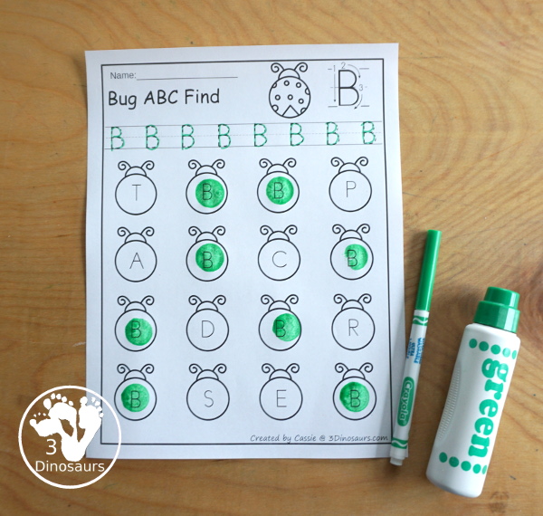 Easy No-Prep Bug ABC Find - easy no-prep printables with a fun bug theme 52 pages with uppercase and lowercase $ - 3Dinosaurs.com