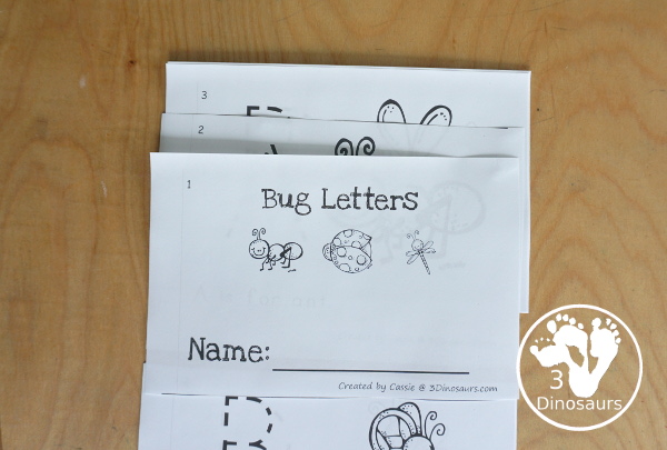 Free Bug ABC Easy Reader Book Printable - is a 12 pages book with 11 bugs for kids to trace the uppercase beginning sound and read a simple sentence - 3Dinosaurs.com