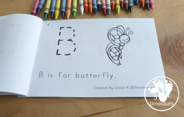 Free Bug ABC Easy Reader Book Printable - is a 12 pages book with 11 bugs for kids to trace the uppercase beginning sound and read a simple sentence - 3Dinosaurs.com