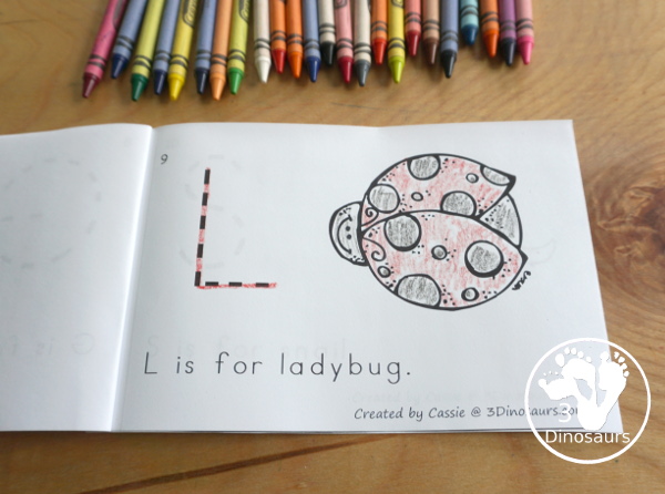 Free Bug ABC Easy Reader Book Printable - is a 12 pages book with 11 bugs for kids to trace the uppercase beginning sound and read a simple sentence - 3Dinosaurs.com