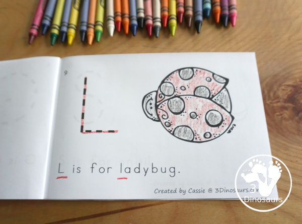 Free Bug ABC Easy Reader Book Printable - is a 12 pages book with 11 bugs for kids to trace the uppercase beginning sound and read a simple sentence - 3Dinosaurs.com