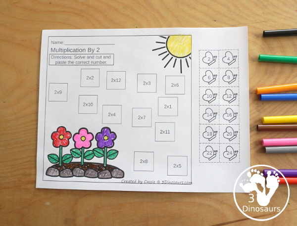 Free Butterfly Multiplication Matching Puzzles - with multiplication for number 1 to 12 - with each number on a single page and has 12 puzzles on each page with 12 pages of printables - 3Dinosaurs.com - 3Dinosaurs.com