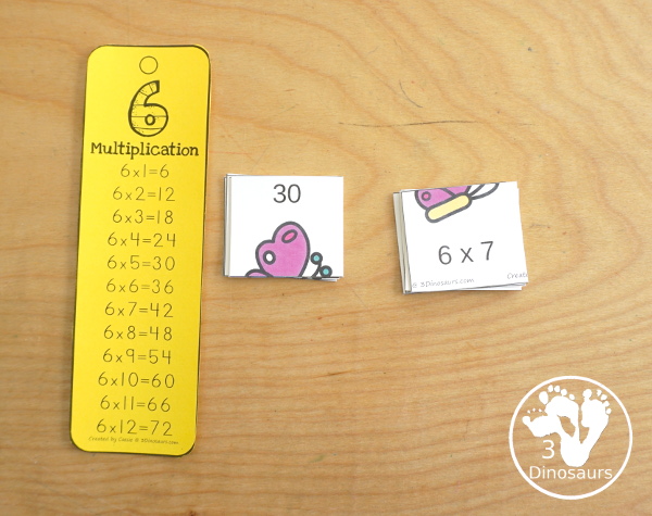 Free Butterfly Multiplication Matching Puzzles - with multiplication for number 1 to 12 - with each number on a single page and has 12 puzzles on each page with 12 pages of printables - 3Dinosaurs.com - 3Dinosaurs.com