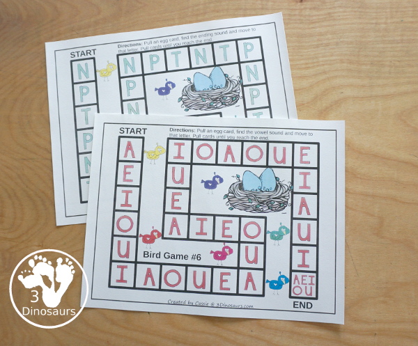 CVC Sound Games with a Bird Theme - it has 8 board games that work on beginning, middle and ending sounds. You can work on the different parts of the CVC words with matching CVC Picture cards and a recording sheet for the game and the cards - 3Dinosaurs.com