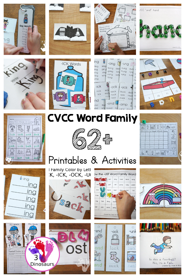 CVCC Word Family Activities & Printables on 3Dinosaurs.com