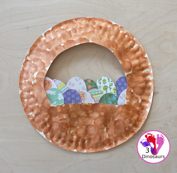Easter Basket Craft for Kids - a simple paper plate Easter basket you can make with kids as a decoration for Easter - 3Dinosaurs.com