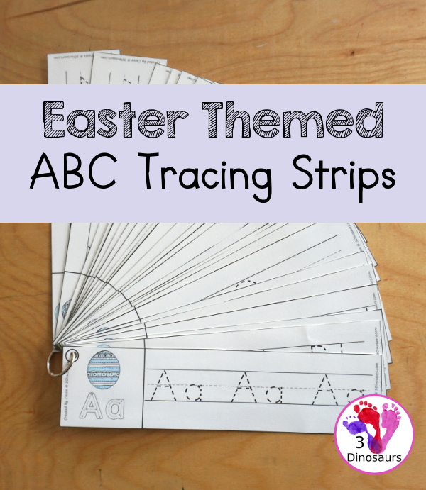 Free Easter Egg Theme ABC Tracing Strips - with uppercase and lowercase together - 3Dinosaurs.com