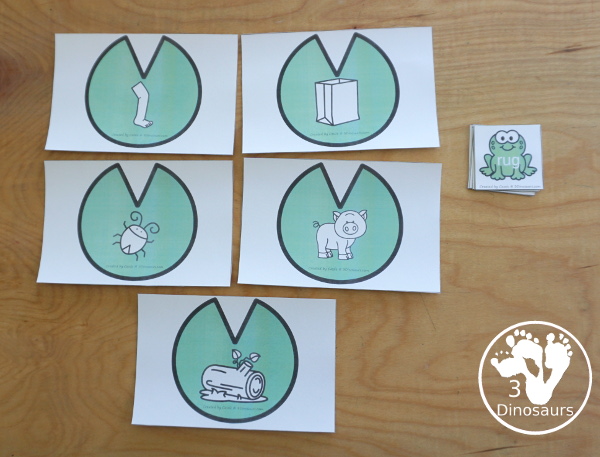 Free Frog CVC Vowel Sorting with Ending G Sound that works on short vowel sounds with a, e, i, o, and u. You have pictures and words that rhyme with those pictures on lily pads with frogs to sort. - 3Dinosaurs.com