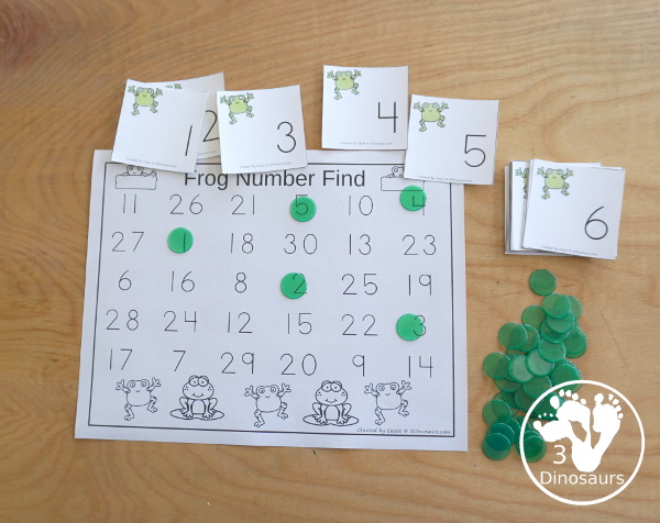 Free Frog Number Find and Trace with 1 to 30 Numbers - you have 30 number cards, number find printable, number tracing printable and number dot marker find printable for working on numbers from 1 to 30 - 3Dinosaurs.com