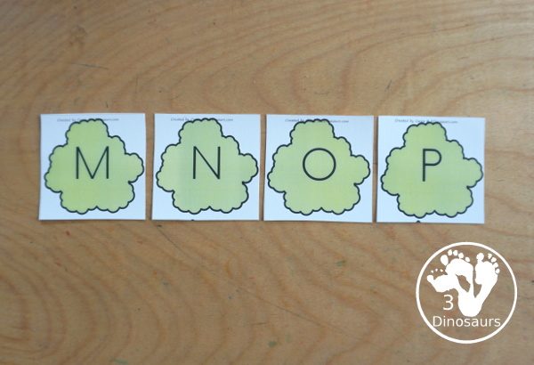 Free Tree ABC Matching Printable - matching uppercase letters on the top of the tree with lowercase letters on the tree trunk. You can match all 26 letters of the alphabet - 3Dinosaurs.com