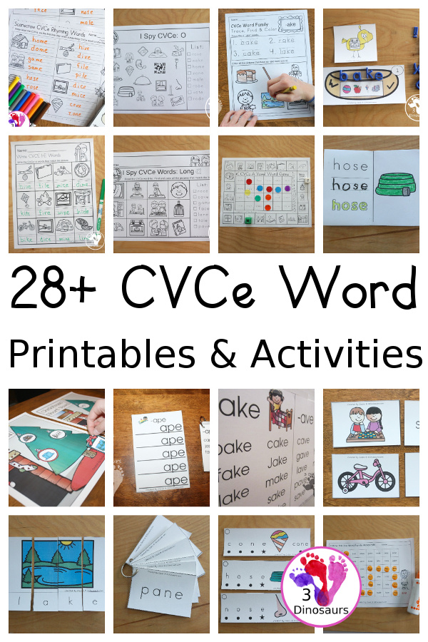 CVCe Word Family Activities & Printables on 3Dinosaurs.com