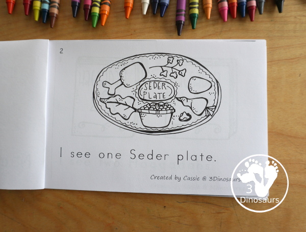 Free Passover Counting Easy Reader Book 1 to 10 - with different parts of the Seder for kids to count and learn numbers with parts of the Seder. - 3Dinosaurs.com