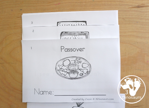 Free Passover Easy Reader Book - with different parts of the Seder for kids to read and learn about in a fun 10 page easy reader book - 3Dinosaurs.com