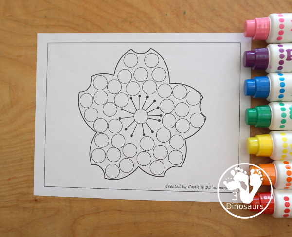 Free Cherry Blossom Fine Motor Mats has 2 cherry blossom templates, 1 cherry blossom tracing worksheet, 1 cherry blossom dot marker page, and 1 cherry blossom q-tip page - Easy Fine motor mats for the spring - 3Dinosaurs.com