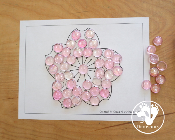 Free Cherry Blossom Fine Motor Mats has 2 cherry blossom templates, 1 cherry blossom tracing worksheet, 1 cherry blossom dot marker page, and 1 cherry blossom q-tip page - Easy Fine motor mats for the spring - 3Dinosaurs.com