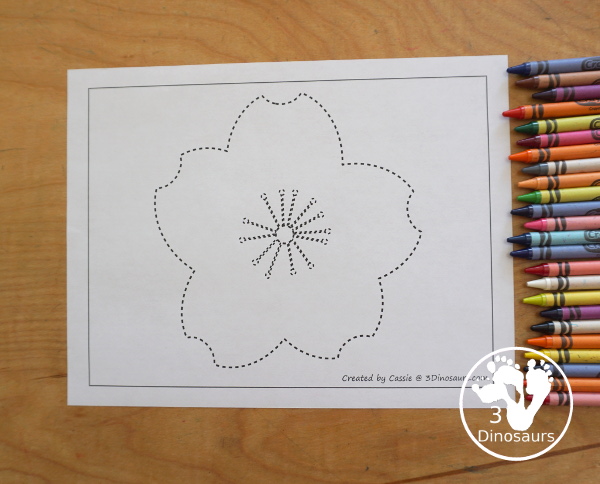 Free Cherry Blossom Fine Motor Mats has 2 cherry blossom templates, 1 cherry blossom tracing worksheet, 1 cherry blossom dot marker page, and 1 cherry blossom q-tip page - Easy Fine motor mats for the spring - 3Dinosaurs.com