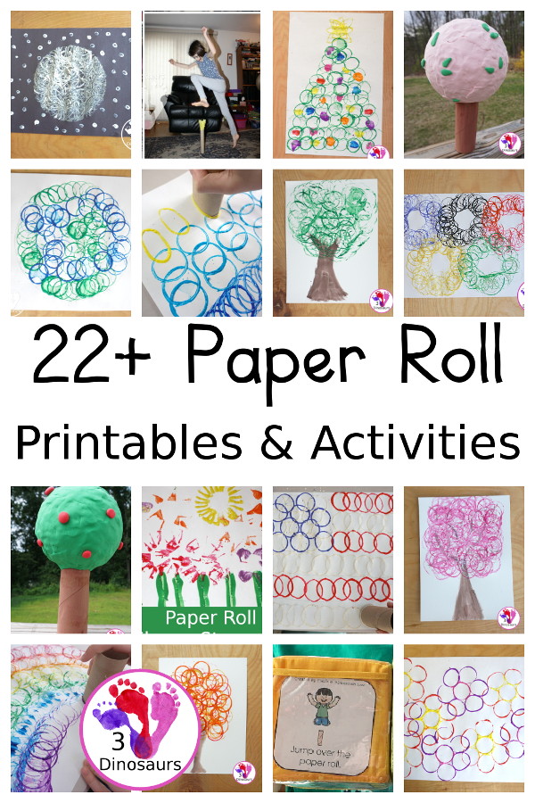 22+ Fun and Easy to do Paper Roll Activities - over 22 ideas you can do with paper rolls of various sizes. You have jumping activities, painting, crafts and more. These activities are great for Earth Day - 3Dinosaurs.com