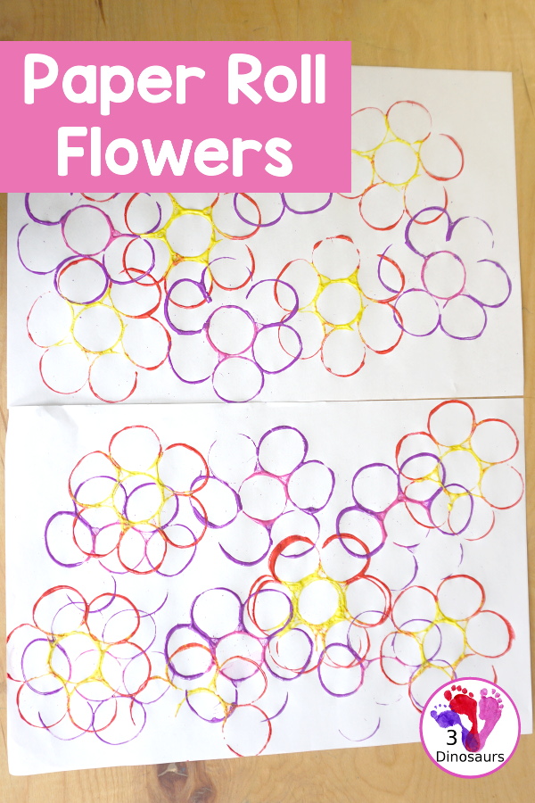 Easy Art Project: Paper Roll Flowers- a simple flower craft using paper, paints and paper rolls - 3Dinosaurs.com