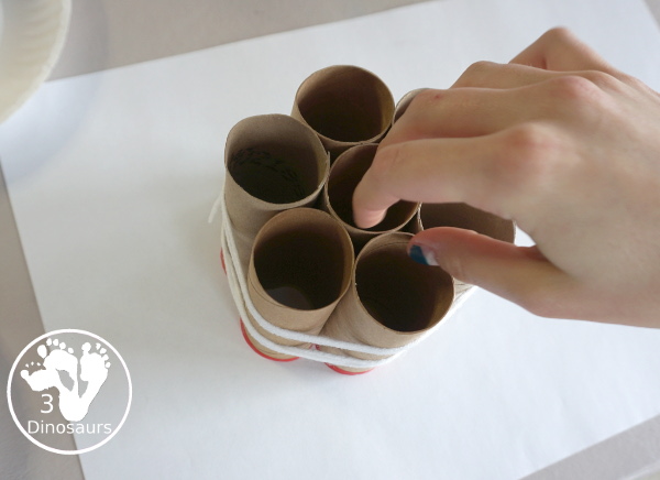 Paper Roll Flower Painting - a simple flower craft using paper, paints and paper rolls - see all the supplies that we used to make the craft. - 3Dinosaurs.com