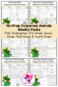 No-Prep Oviparous Animals Weekly Packs – Prek to 4th Grade