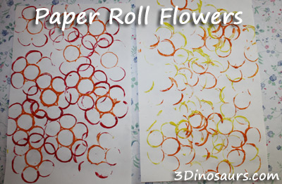  Paper Roll Flowers  - a simple flower craft using paper, paints and paper rolls - 3Dinosaurs.com