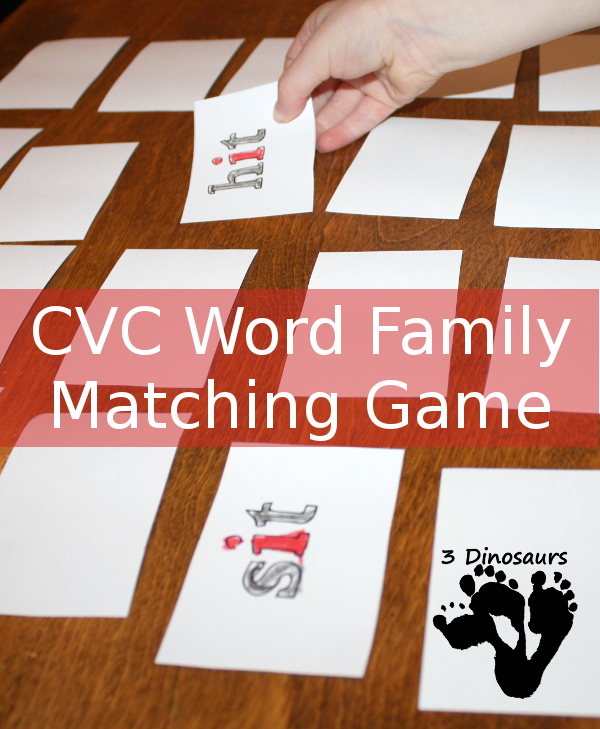 CVC Rhyming Word Matching Game - 3Dinosaurs.com