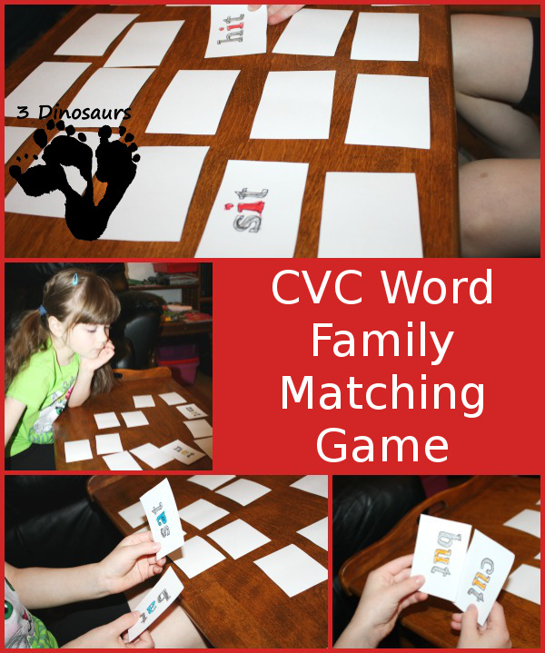 CVC Rhyming Word Matching Game - 3Dinosaurs.com