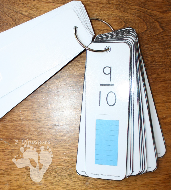 Free Fraction Bookmarks -  13 pages of fractions with 4 bookmarks per page - fractions for 2, 3, 4, 5, 6, 8, 10, 12 - 3Dinosaurs.com