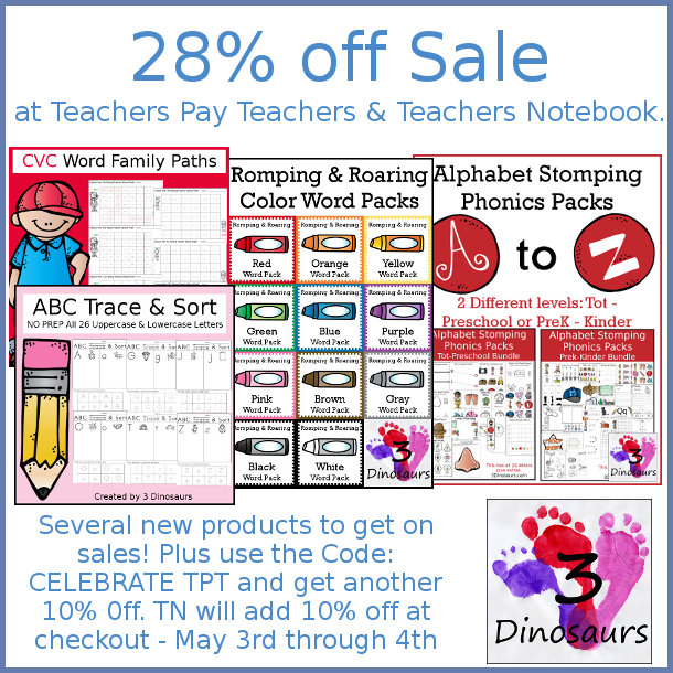 20% Teacher Appreciation Sale - May 3rd-4th! - 3Dinosaurs.com