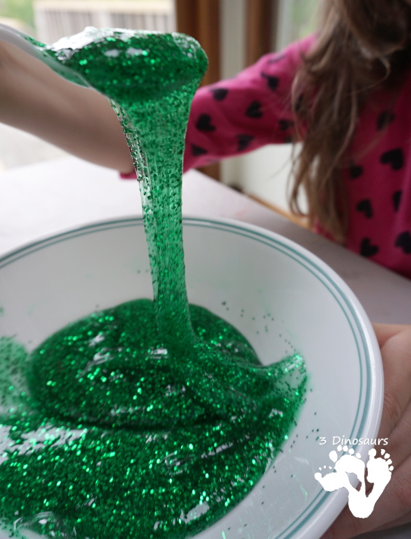 Great Sensory Play With Camping Themed Slime -easy to make with a great book about slime 3Dinosaurs.com