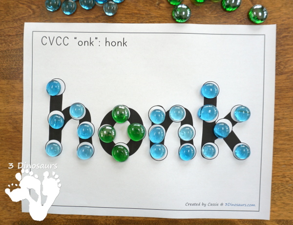 Free CVCC Word Family Dot Marker: -ANK, -INK, -INK & -UNK - 3Dinosaurs.com