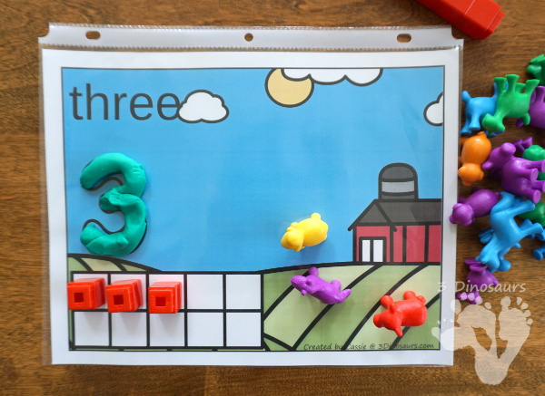 Free Hands-On Farm Themed Counting Mats: 1 to 10 - 10 different mats with loads of farm animals - 3Dinosaurs.com