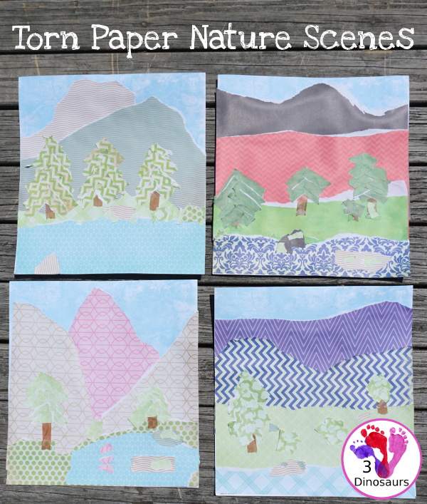 Great Fine Motor Craft: Torn Paper Nature Scene - fun art project that almost any age can do. - 3Dinosaurs.com