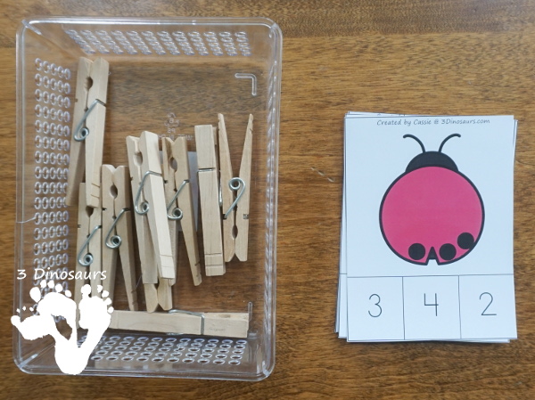 Free Ladybug Number Clip Cards - numbers 1 to 20 for kids to work on counting with - 3Dinosaurs.com