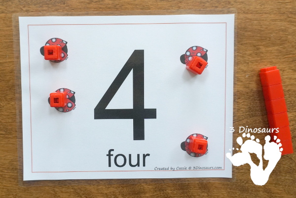 Free Ladybug Floor Numbers 1 to 10 - ten mats with numbers 1 to 10 and matching ladybugs that count up to that number - 3Dinosaurs.com