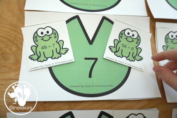 Free Frog Themed Division Sorting - work on division from 1 to 12 with two sizes of sorting mats with 12 cards for each number. There is also a recording sheet.  - 3Dinosaurs.com