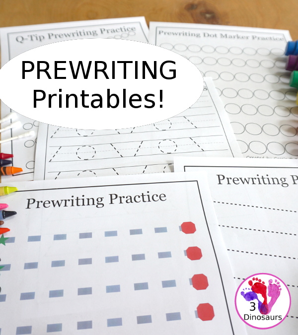 59+ Prewriting Printables For Kids - loads of prewriting pages for kids to learn with a mix of thick lines, thin lines, q-tips, and dot markers. Loads of pages tomake prewriting fun  - 3Dinosaurs.com