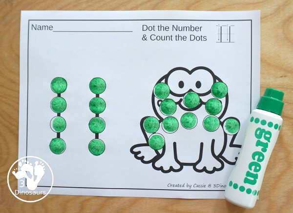 Spring Dot the Number & Count: Flower, Butterfly & Frog - a fun set of printables that work on numbers 0 to 20 for kids with spring themes - 3Dinosaurs.com