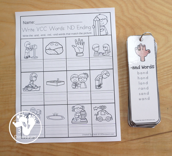 Free CVCC & CCVCC Word Family Write the Words No-Prep Worksheet - 4 worksheets with ll, nd, sh,and ng word endings and each page has one ending per page - 3Dinosaurs.com  #3dinosaurs  #firstgrade #secondgrade #ccvcc #vcc #cvcc #wordfamily #learningtoread #endingblends #freeprintable