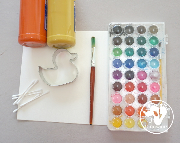 Duck Pond Painting with Cookie Cutters - easy watercolor and painting project for kids with cookie cutters - simple and easy to do! - 3Dinosaurs.com