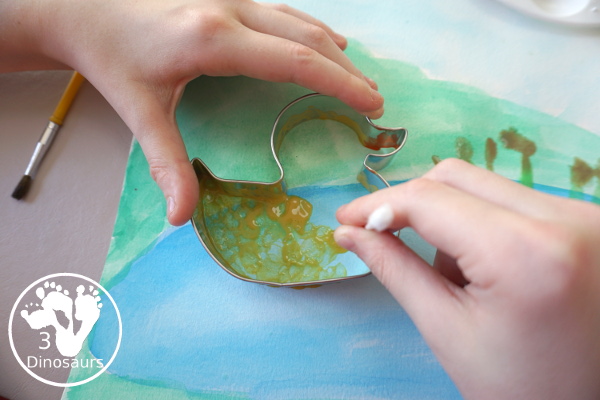 Duck Pond Painting with Cookie Cutters - easy watercolor and painting project for kids with cookie cutters - simple and easy to do! - 3Dinosaurs.com