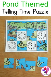 Hands-On Math with Pond Telling Time Hourly Puzzle	