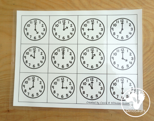 Free Pond Telling Time Puzzle - work on telling time hourly with this fun puzzle - 3Dinosaurs.com